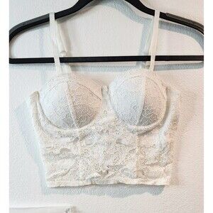 Material girl Lace tank corset crop top,Bustier Bra Bralette size xsmall color W